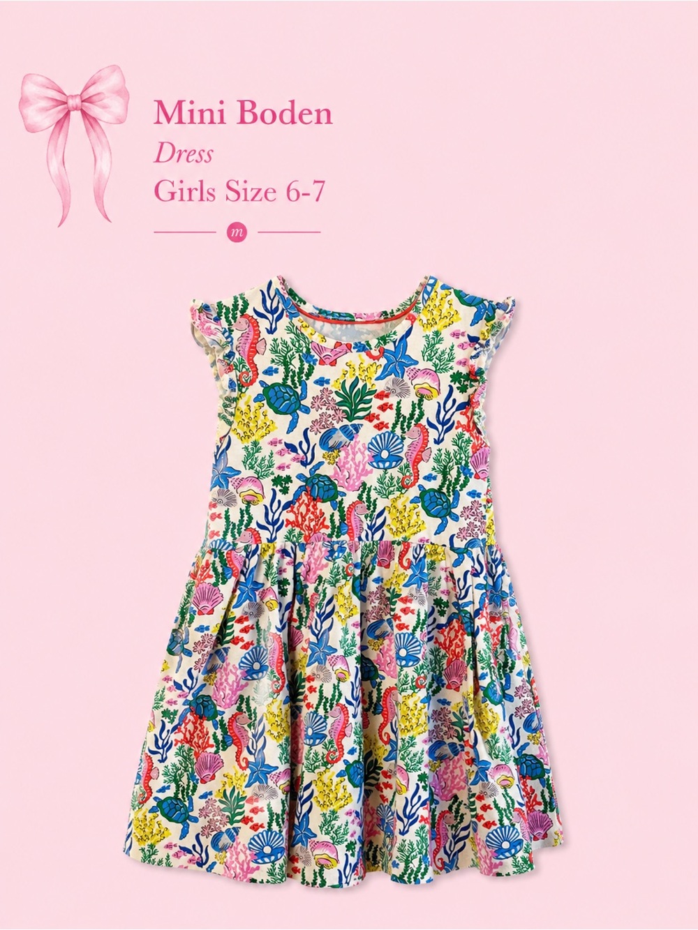 Mini Boden Multicolor Sea Life Floral Dress
